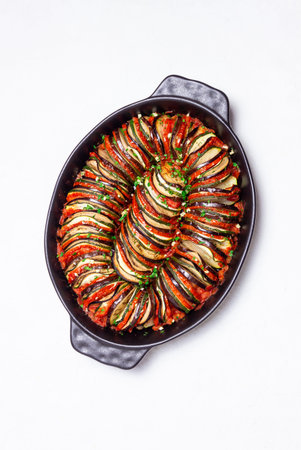 Ratatouille - traditional Provencal vegetable dish. french food. Vegetarian food. healthy eatingの写真素材