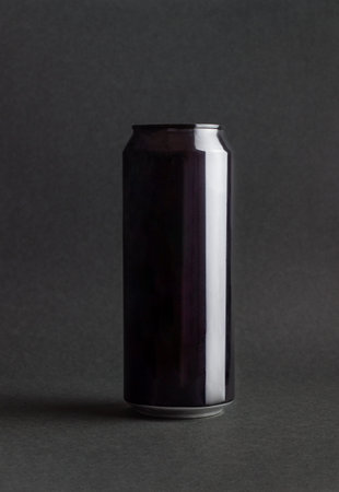 Black aluminum can on a black background. Mock-up