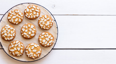 Almond cookies. Vegetarian food. Dessert. Homemade cakesの写真素材