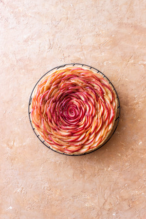 Tart or pie with apples. French cuisine. Vegetarian foodの写真素材