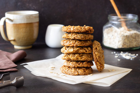 Homemade oatmeal cookies. Bakery Vegetarian food. Healthy breakfast