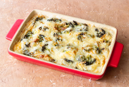 Broccoli and cheese casserole. Healthy eating. Vegetarian foodの写真素材
