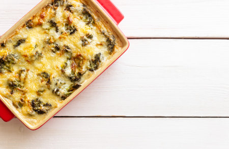 Broccoli and cheese casserole. Healthy eating. Vegetarian foodの写真素材