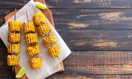 Grilled corn. BBQ. Picnic. Vegetarian food. Dietの写真素材