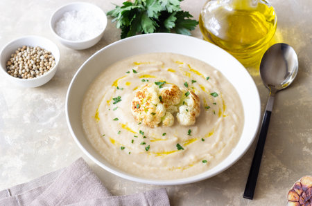 Cauliflower soup. Healthy food. Vegetarian food. Dietの写真素材