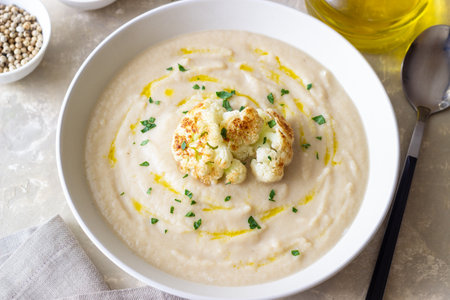 Cauliflower soup. Healthy food. Vegetarian food. Dietの写真素材