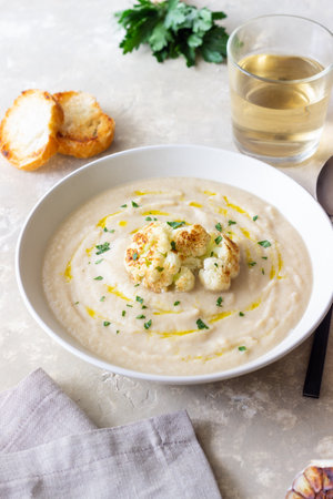 Cauliflower soup. Healthy food. Vegetarian food. Dietの写真素材