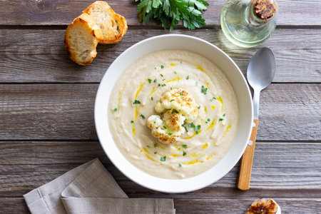 Cauliflower soup. Healthy food. Vegetarian food. Dietの写真素材