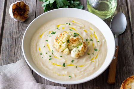 Cauliflower soup. Healthy food. Vegetarian food. Dietの写真素材