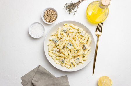 Pasta with blue cheese. Healthy eating. Vegetarian foodの写真素材