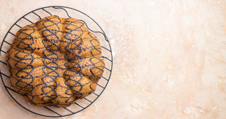 Vanilla cake with chocolate. Baked. Recipe. Vegetarian food