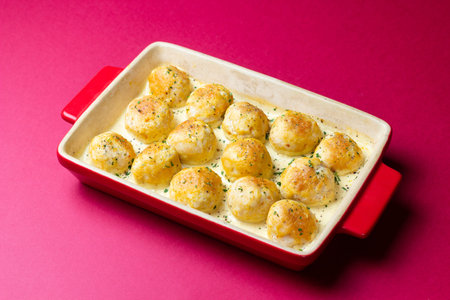 Chicken meatballs in a creamy sauce. Italian cuisine. Recipe