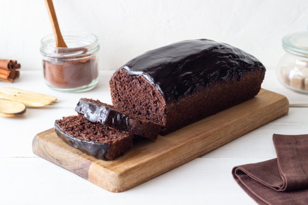Chocolate cake drizzled with chocolate. Homemade baking. Recipe