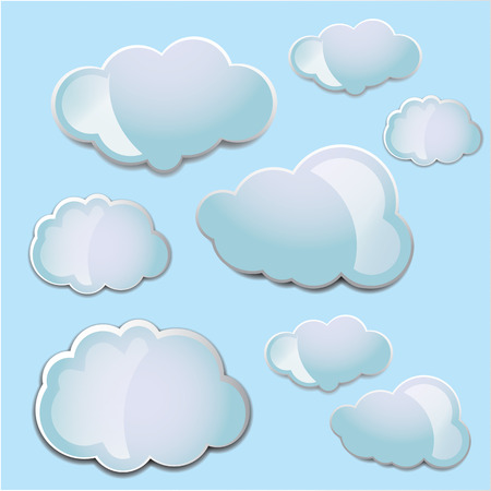 collection of clouds on a blue backgroundのイラスト素材