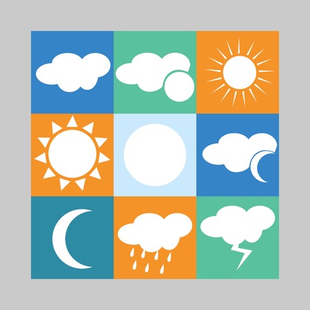 collection of items related to the weather conditionsのイラスト素材