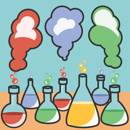 Collection of the flasks in the laboratory of mixturesのイラスト素材