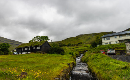 Village of Saksun located on the island of Streymoy, Faroe Islandsのeditorial素材