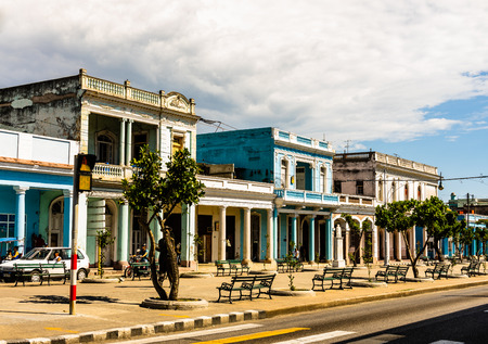 Cienfuegos, Cuba - 2019. Travel photo of Cienfuegos commercial area. Cienfuegos Province, Cuba.のeditorial素材