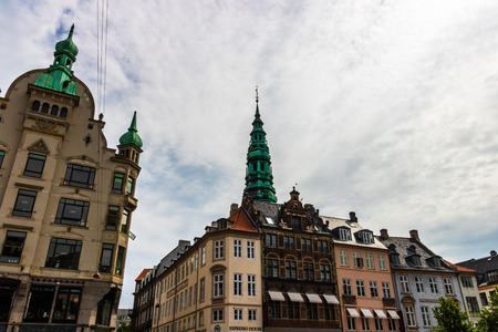Copenhagen, Denmark - 2019.Main shopping street in Copenhagen, Denmark. Tourists wandering on the streets.のeditorial素材