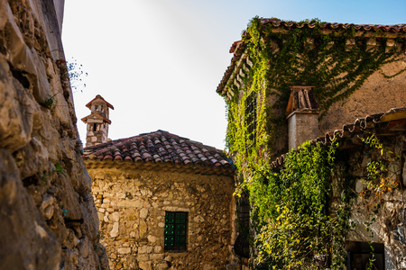 Old buildings in the picturesque medieval city of Eze Villageのeditorial素材
