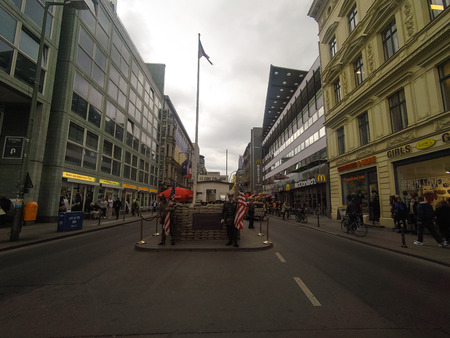 Berlin, Germany - 2019. Former bordercross checkpoint - Point Charlie, in Berlin.のeditorial素材