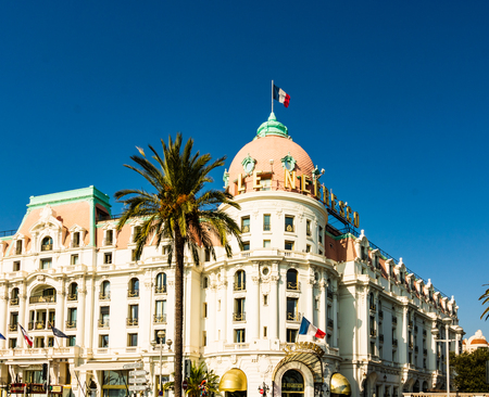 Nice, France - 2019. Hotel Negresco is the famous luxury hotel on the Promenade des Anglais in Nice.のeditorial素材