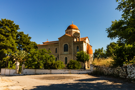 Church in an old village in Crete Island, Greece.の写真素材