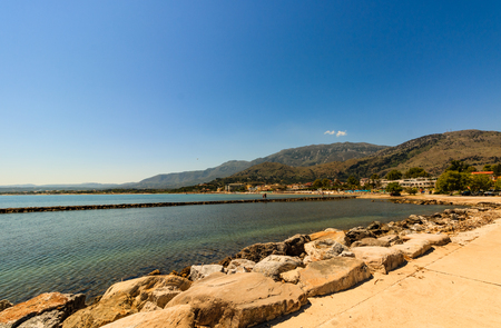 Panorama of the famous beach of Georgioupolis village in Crete Island, Greece.の写真素材