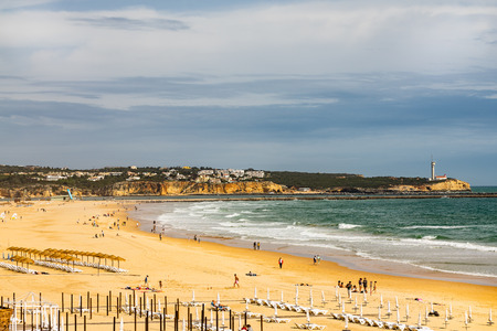 Panoramic coast view of the beach in Portimao, Portugal. Algarve region.の写真素材