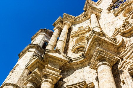 Facade of San Cristobal Cathedral, the Havana Cathedral. Cathedral Square is one of the main squares in Old Havana, Cuba.の写真素材