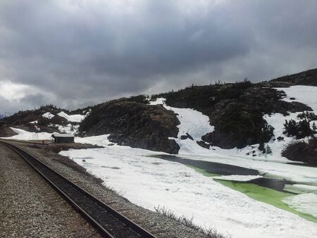Train tour to Yukon from the port of call Skagway, Alaska, United Statesの写真素材