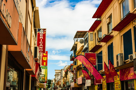 Martinique, Fort de France â€“ 2019. Shopping street in Fort de France.