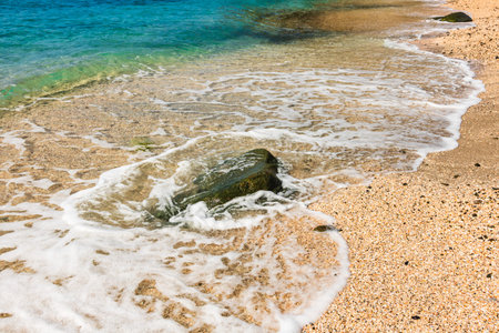 Travel photo of St. Barthâ€™s Island, Caribbean. The famous Shell Beach, in St. Barthâ€™s...