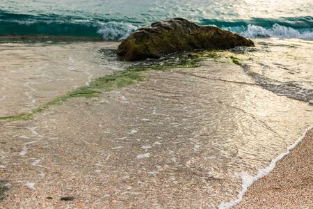 The famous Shell Beach, in St. Barthâs Island (St. Bartâs Island) Caribbean.の写真素材