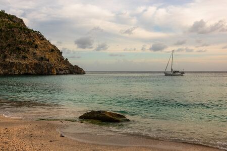 Travel photo of St. Barthâs Island, Caribbean. The famous Shell Beach, in St. Barthâs (St. Bartâs) Caribbean.の写真素材