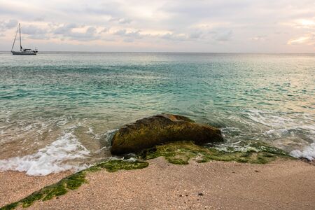 Travel photo of St. Barthâs Island, Caribbean. The famous Shell Beach, in St. Barthâs (St. Bartâs) Caribbean.の写真素材