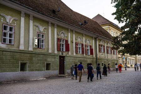Brasov, Romania - 2019. People wandering on the streets of Brasov old town.のeditorial素材