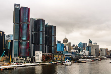 View of Darling Harbor in Sydney, Australia, 2019.のeditorial素材