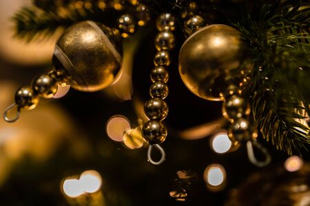 Photo of Christmas decorations with blurred background. Christmas balls. Colorful decorations.の写真素材
