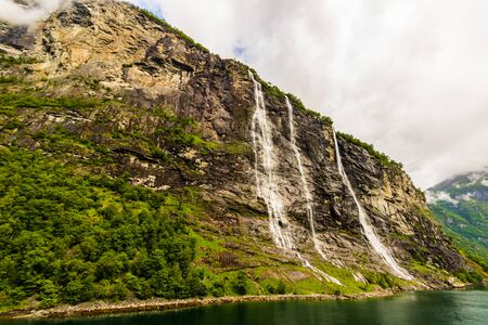 The Seven Sisters waterfall in Geiranger, Norway ( 7 Sisters Waterfall )の写真素材