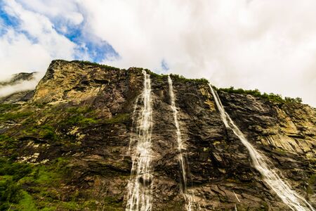The Seven Sisters waterfall in Geiranger, Norway ( 7 Sisters Waterfall )の写真素材