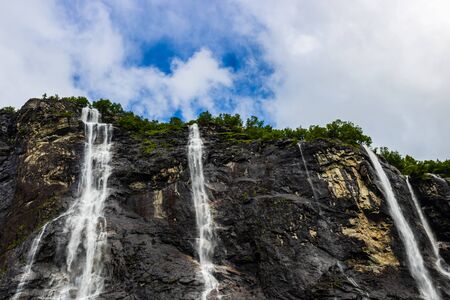 The Seven Sisters waterfall in Geiranger, Norway ( 7 Sisters Waterfall )の写真素材