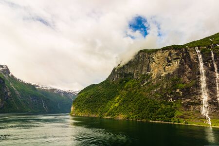 The Seven Sisters waterfall in Geiranger, Norway ( 7 Sisters Waterfall )の写真素材