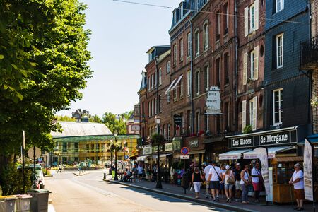 Tourists in line for shopping  in Honfleur, France, 2019のeditorial素材