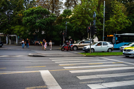 Traffic on the streets of Bucharest, Romania, 2019.Traffic on the streets of Bucharest, Romania,...