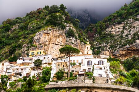 View of Positano village along Amalfi Coast in Italyの写真素材