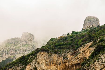 View of Atrani Hillside on the Amalfi Coast in Italyの写真素材