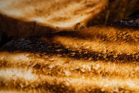Close up photo of grilled bread.