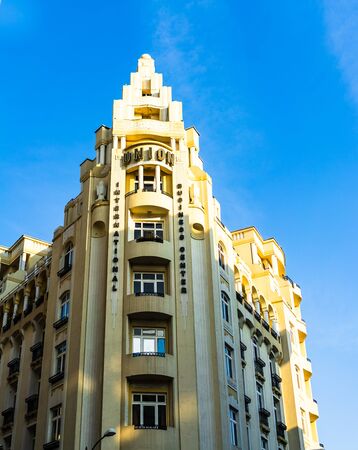 The art deco Union Building, built in 1928-29 as a hotel, was renovated in 1999 and is now a business center in downtown Bucharest, Romania, 2019のeditorial素材