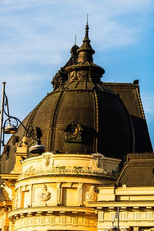 Detail view of the National Library on Victoriei Way (Calea Victoriei) in Bucharest, Romania, 2019のeditorial素材